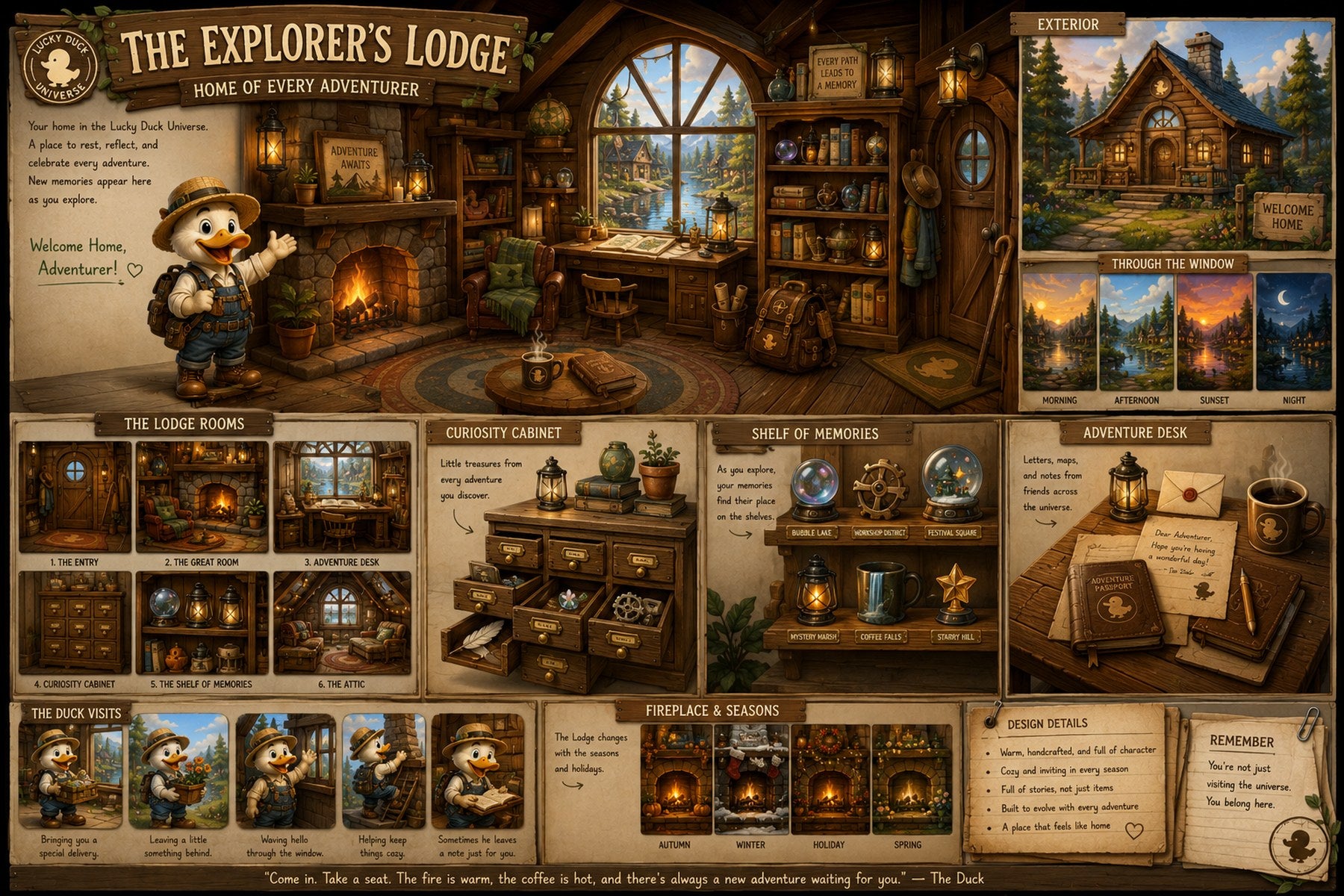 Explorer’s Lodge beside a mountain lake